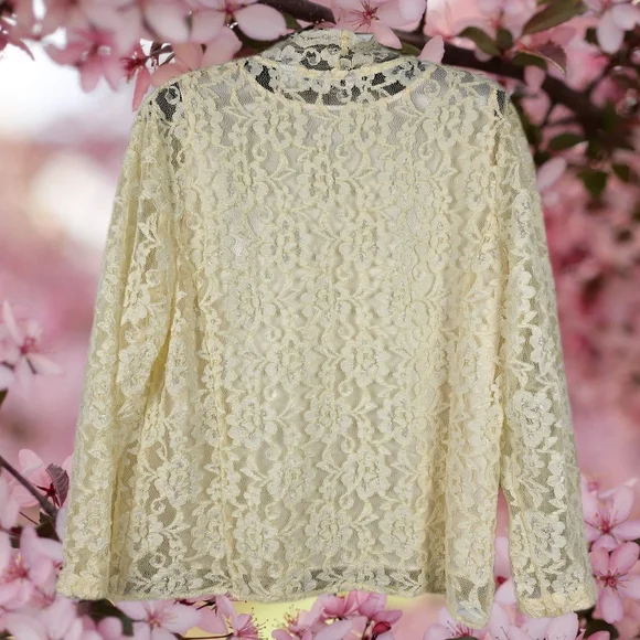 Laura Ashley Lace Blouse with Attached Camisole - Picture 13 of 13